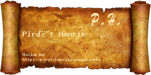 Pirót Henrik névjegykártya