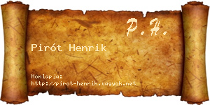 Pirót Henrik névjegykártya